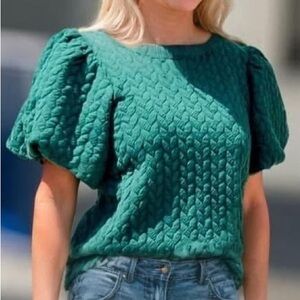 Emerald Green Quilted Women's Top - worn once